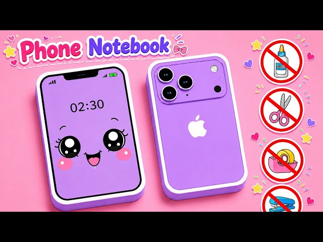DIY iPhone Notebook 📱💜 NO GLUE, NO SCISSORS, NO TAPE! | Easy Paper Craft