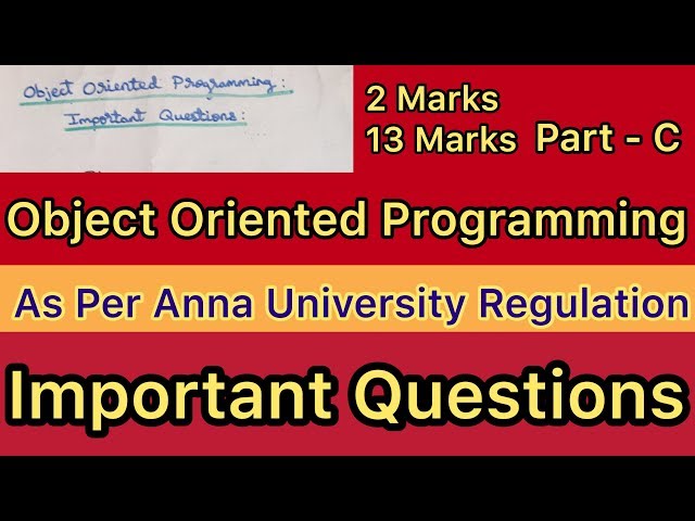 Object Oriented Programming  Important Questions Anna University | Tamil
