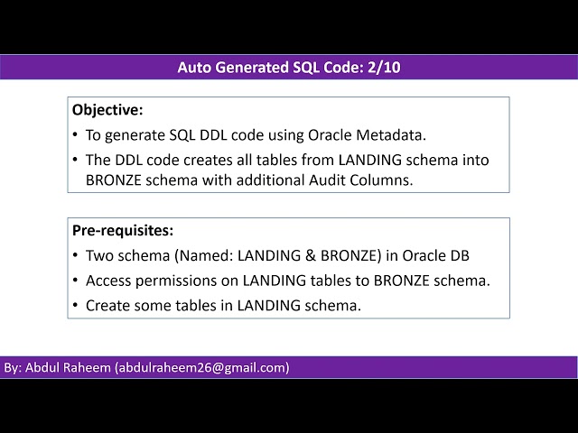 Auto Generate SQL DDL to create tables from schema into another schema of Oracle
