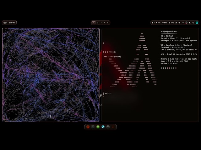 XtrArch with hyprland showcase+sneek peek