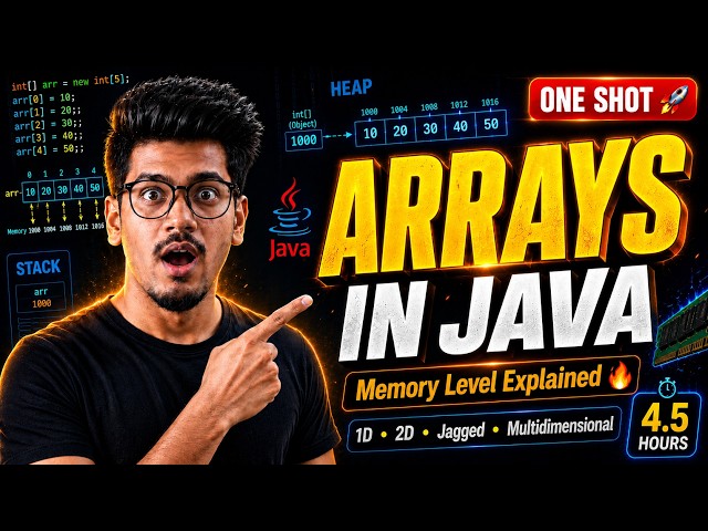 Java Arrays One Shot 🚀 | 1D, 2D, Jagged, Memory Explained | Beginners to Interview 2026