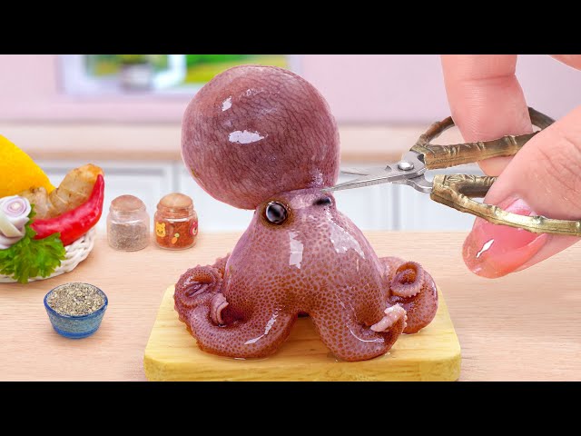 Recipes For Seafood Lovers 🐙 Miniature Japanese Spicy Fry Tiny Octopus Karaage 🏮 Tina Mini Cooking