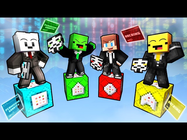 HACKER COMMAND BLOCK Skyblock Challenge: JJ vs Mikey vs Banana Kid vs Carrie in Minecraft - Maizen