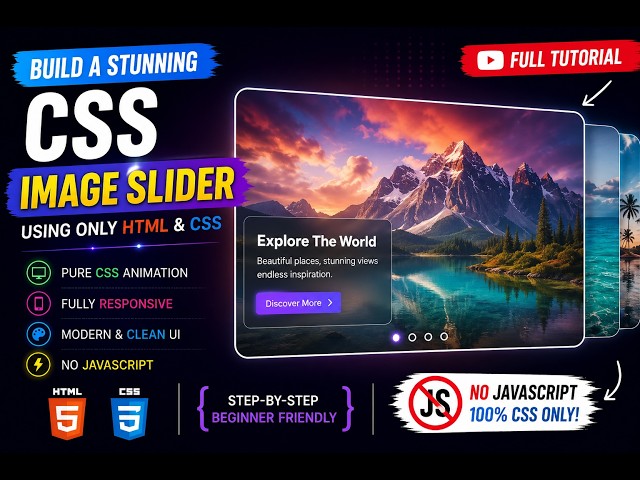 Responsive CSS Image Slider (No JavaScript) — Pure HTML & CSS Tutorial