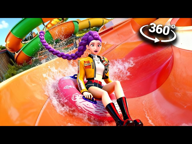 K-Pop Demon Hunters Play Waterslide in 360° VR | VR Roller Coaster Experience