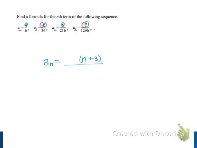 Screencast 8.1.2 Finding a formula for the nth term of a sequence