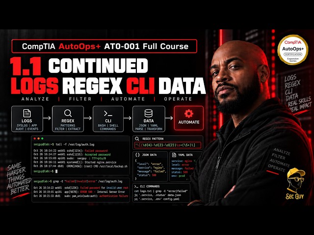 CompTIA AutoOps+ AT0-001 Full Course | 1.1 Logs, Regex, CLI & Data