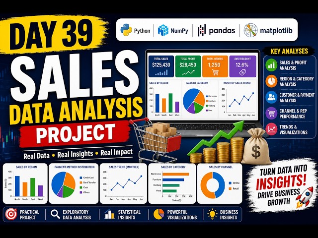 Day 39 | Sales Data Analysis Project using NumPy, Pandas & Matplotlib | Python Data Analytics