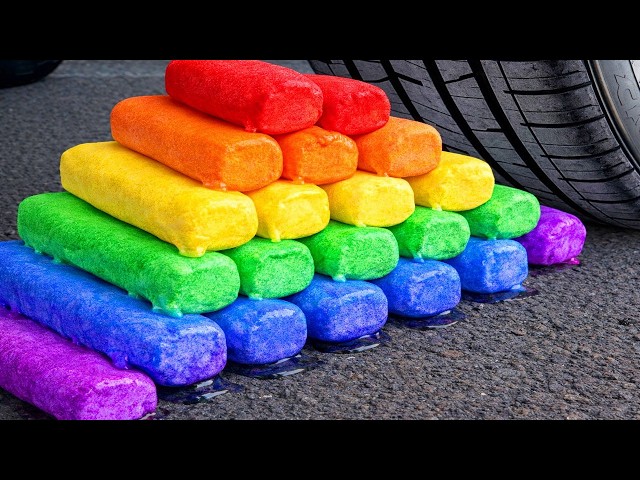 Crushing Experiments! &Car vs Crunchy Rainbow Giant Sline Balloons & Soft Things By Car 3