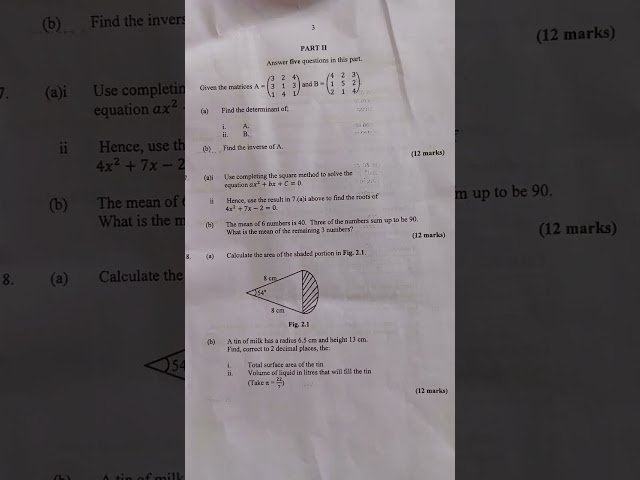 2025 NECO Mathematics