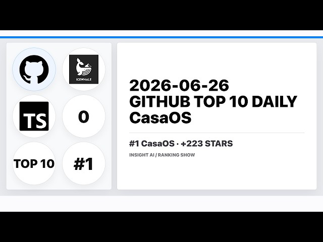 2026-06-26 | GitHub Top 10 Daily | CasaOS | Insight AI