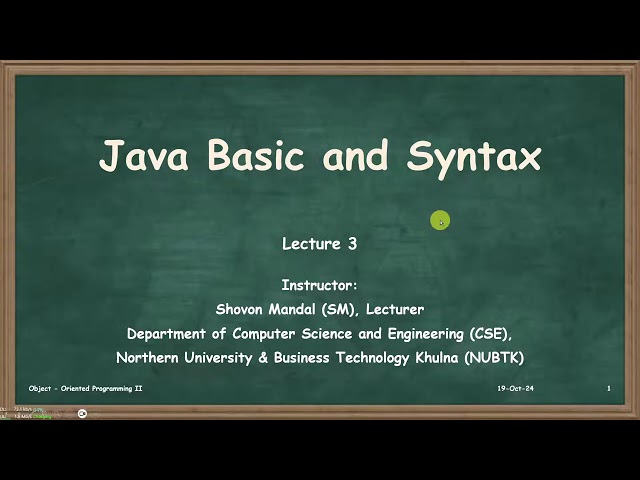 Lecture 2-7 | Recap-Previous Class Recording | CSE 2109: OOP II JAVA | NUBTK | SM