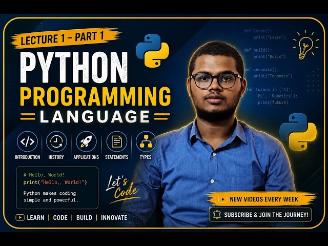 Python Full Course for Beginners| Lecture 1 | Part 1 | Introduction to Python | Tutorial in English