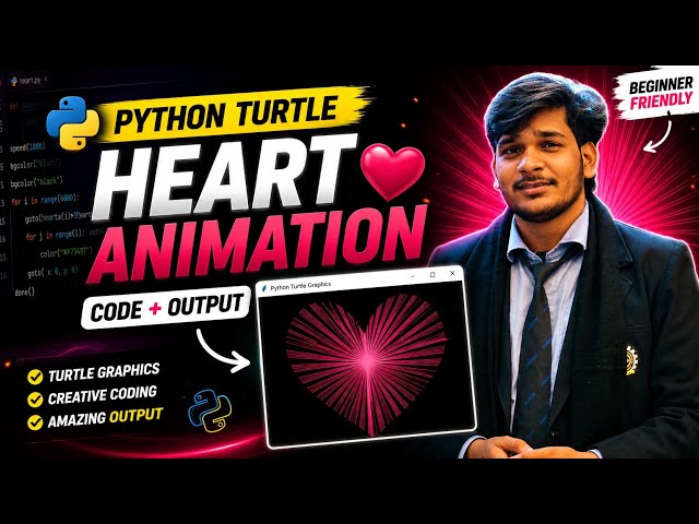 😍 Python Turtle Graphics Project | Heart Animation in Python | Easy Coding Project 2026