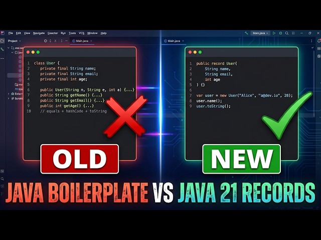 🎯 Title🚀 Java 21 Records: Replace 50 Lines With 1 Line ☕ #Shorts