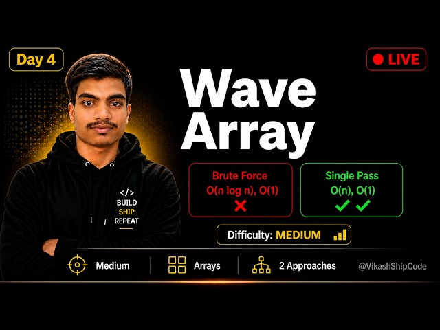 [Day 4] Wave Array — Swap Adjacent Elements | Live DSA |  @VikashShipCode
