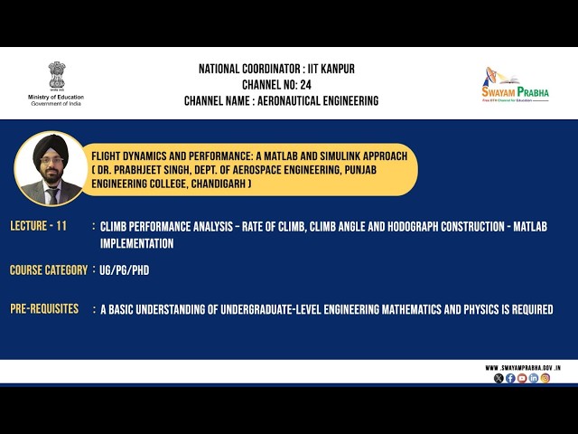 Lecture 11: Climb Performance – Rate of Climb, Climb Angle and Hodograph Construction using MATLAB