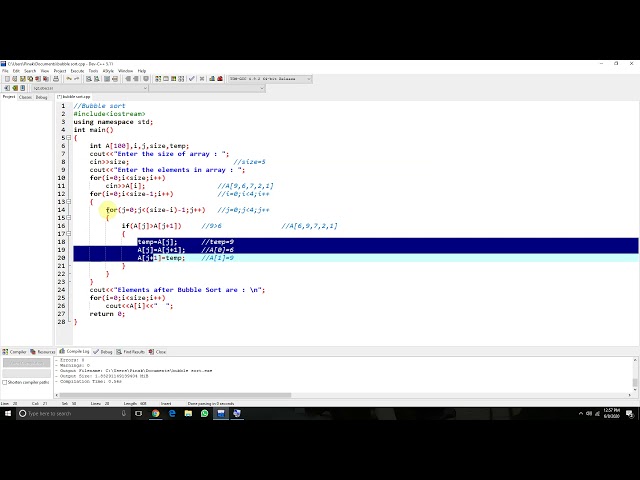 8. Class XII Data Structure Array Bubble Sort Practical