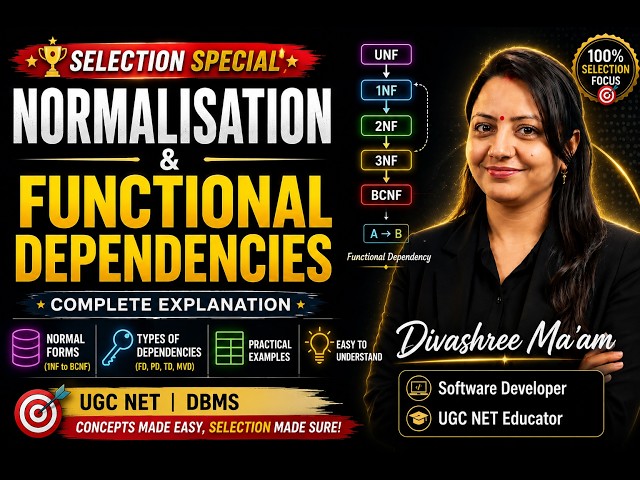 Normalization & Functional Dependencies in DBMS | Complete Explanation | UGC NET CS| Divashree Ma'am