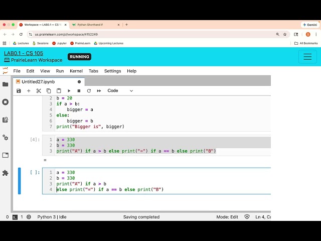 Short hand/Ternary operators in Python (CS105 at UIUC)