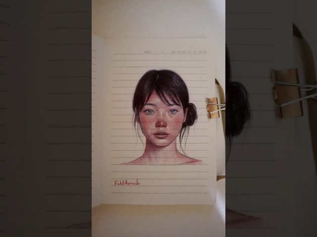 drawing a portrait using the regular 4-colours Bic pen #رسم #portraitdrawing #بورتريه #pendrawing