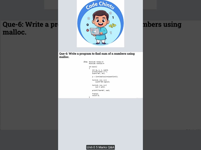 C Program to find sum of n numbers using malloc