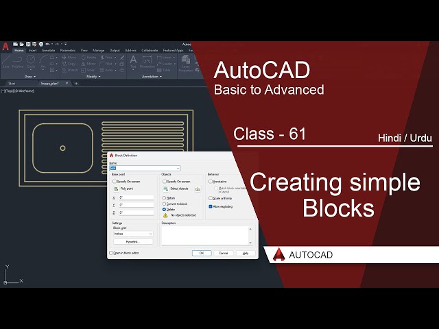 AutoCAD Class 61 – Creating Blocks Full Tutorial in Urdu & Hindi | AutoCAD Block Command