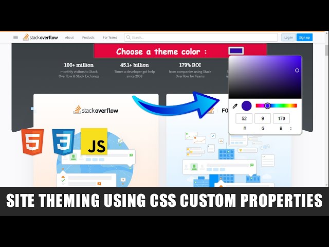 Custom color theme mode HTML, CSS, Javascript | Site theming using css custom properties !