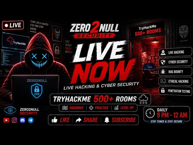 LIVE Hacking Class – From Basics to Advance! 🔥 Ethical Hacking Classes  Road to 500+ Rooms