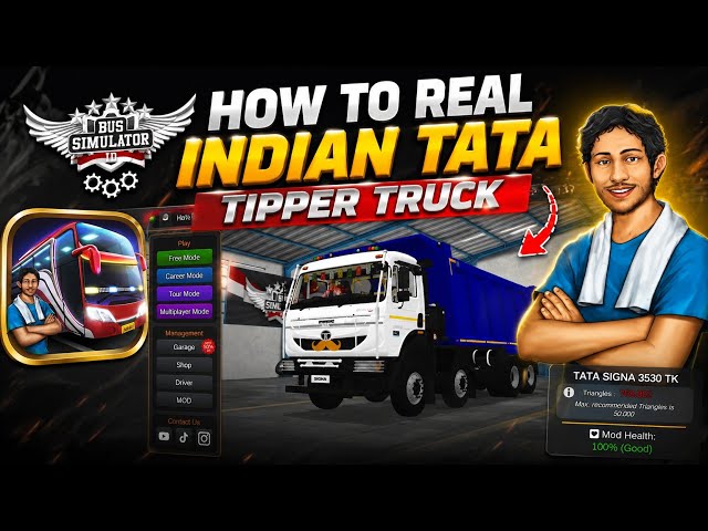 HOW TO REAL INDIAN TATA TIPPER TRUCK 🚛🔥TATA SIGNA 3530 TK Kisey Add Karey Bus Simulator Indonesia 