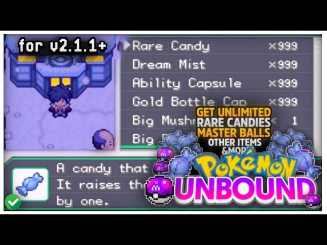 Pokemon Unbound v2 Cheat Codes | Rare Candy Cheats | Unlimited Master Ball | Golden Bottle Cap