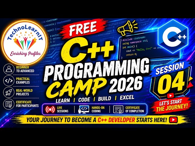 C++ Programming - Free Programming Camp 2026 | Session 04 | Comments, Tokens, Datatypes, Variables