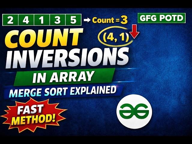GFG POTD Count Inversions in Array | Merge Sort Explained | Python #dailychallenge #coding