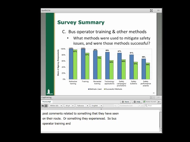 Webinar TCRP Synthesis 126: Successful Training to Reduce Bus Accidents