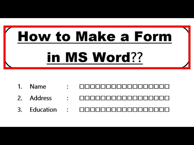 Create a Professional Form in MS Word in Minutes