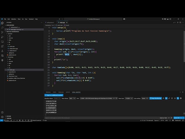 Programa de codificación en código de Hamming(7,4)