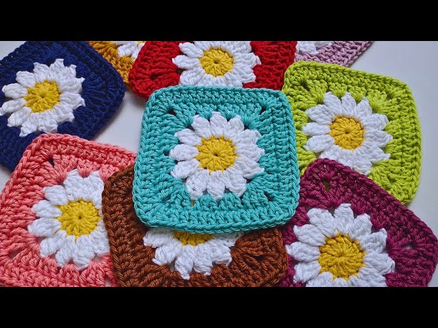 CÓMO TEJER GRANNY SQUARE #08 MARGARITA a CROCHET Versión 1 | GANCHILLO| TUTORIAL paso a paso