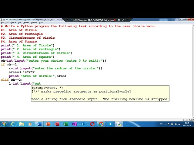 Python Program Using Menu-Driven Choice | User Choice Menu Program in Python | Python Practical