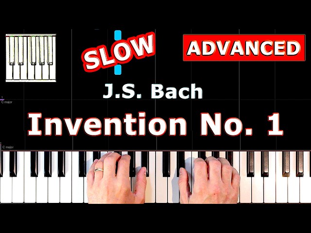 Bach - Invention No. 1 - SLOW Piano Tutorial