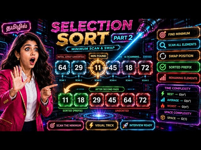 Selection Sort Example 2 in Tamil 🔥 Step-by-Step #trending #selectionsort #keepgon