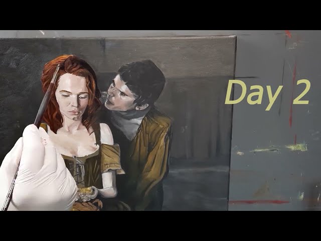 Oil Painting portrait Timelapse: Glazing + Colouring the dead layer.