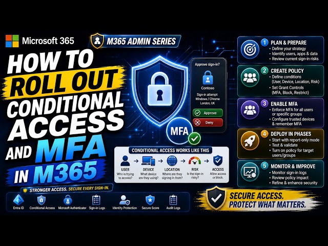 How To Roll Out Conditional Access and MFA In M365 | M365 Admin Series