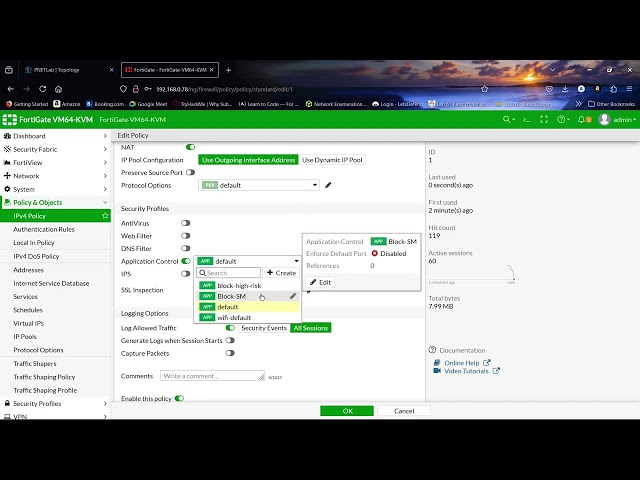 Application Control on Fortigate Firewall