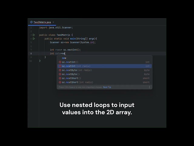 2D Array in Java | Input and Output using Nested Loops