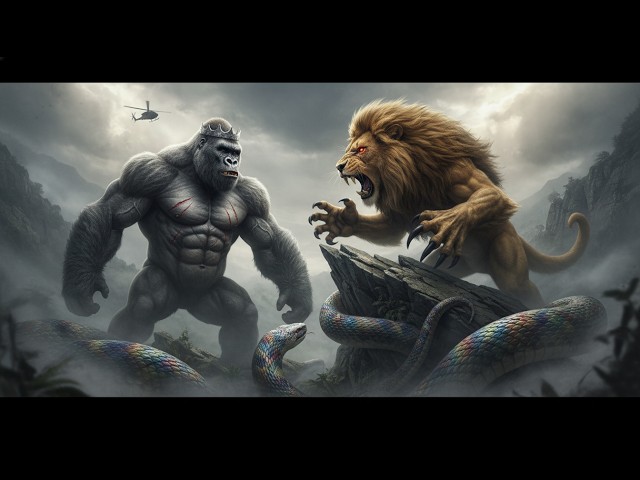 King Kong: Python vs Lion Battle in Sacred Forest