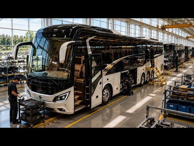 How a Giant 3-Axle Coach Bus Is Built | Inside the Mega Factory 