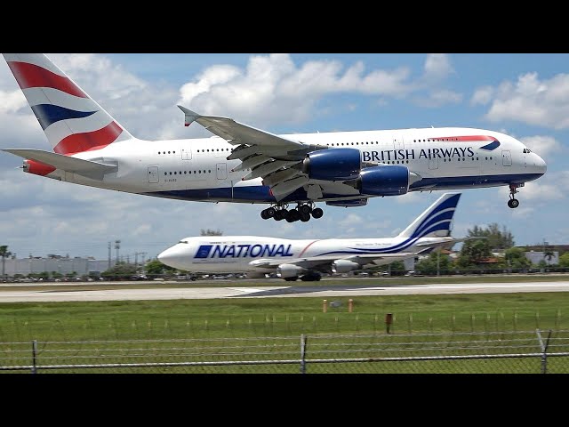 120 Close up Take offs & Landings  🇺🇸 Miami Airport (MIA) Plane Spotting - RUSH HOUR (Runway 9) KMIA