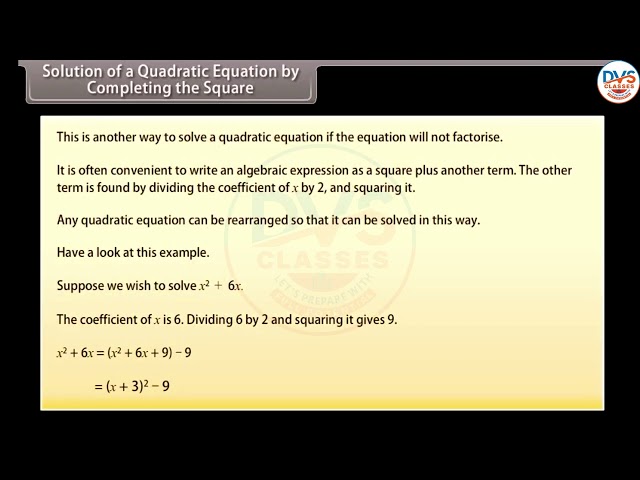Quadratic Equations || Mathematics || Class 10