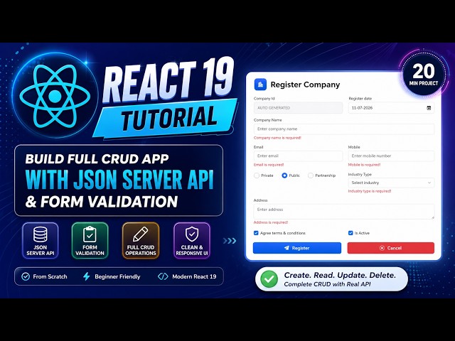 React.js Full CRUD App with JSON Server API & Form Validation | Complete Project from Scratch