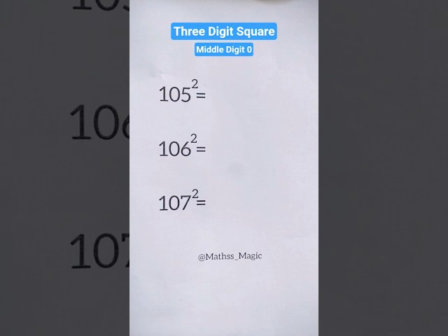 Three Digit Square 🤩 #maths #mathstricks #shortsfeed